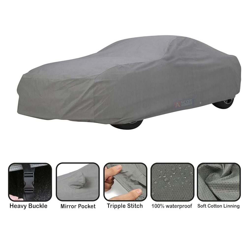 Body Cover for XUV-300 Water Resistant Polyester Fabric with Mirror Pocket Slots_Grey 